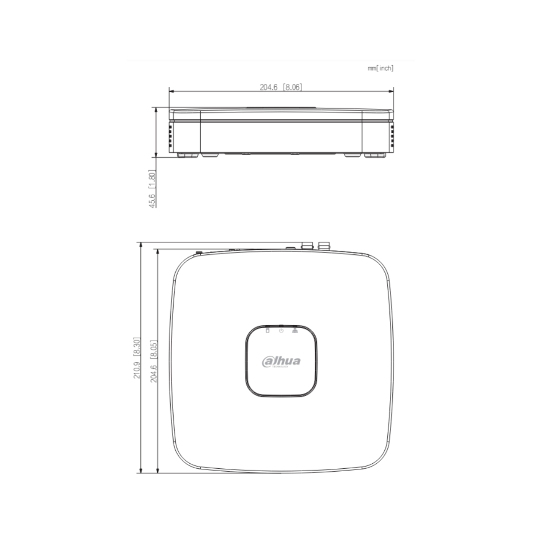 DVR 5IN1 H265 4 canais 4K-N@6ips +4IP 8MP 1HDMI 1HDD AI
