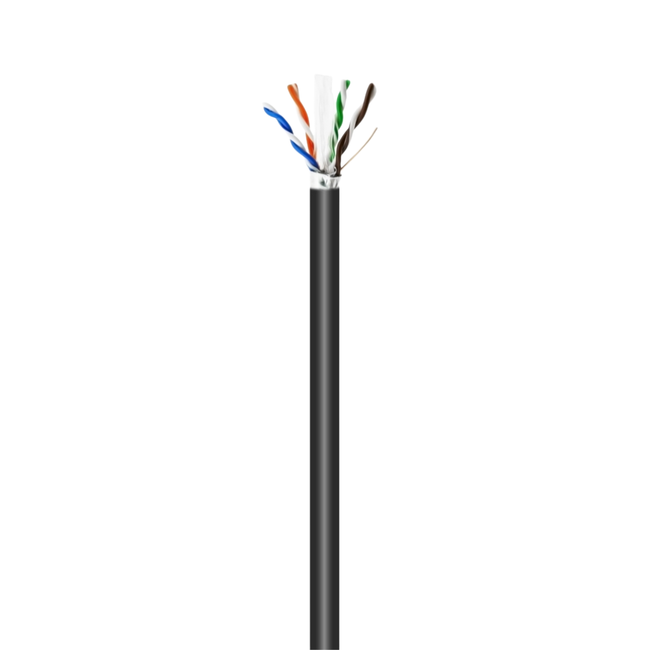 Waterproof Outdoor Network Cable RJ45 Cat.6 FTP Rigid AWG24, Black, 100M