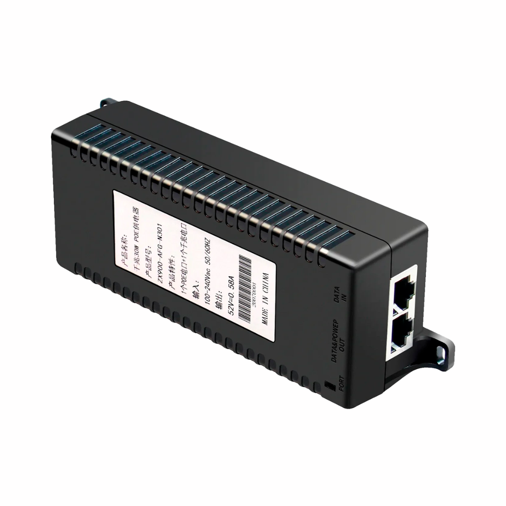 Injetor PoE RJ45 Entrada/Saída 10/100/1000 Mbps Potência 30 W