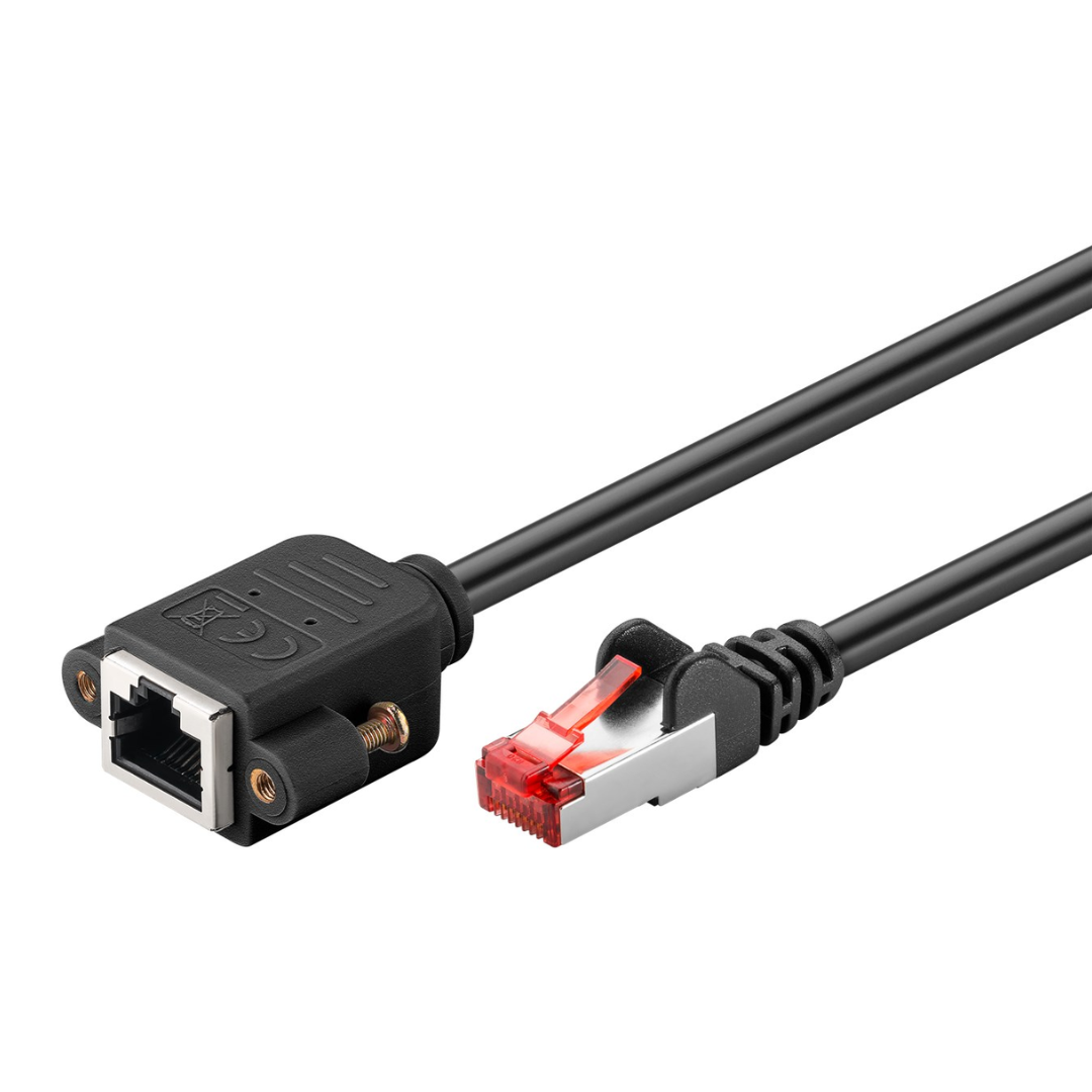 Cable de extensión CAT 6, S/FTP (PiMF), negro 1 M