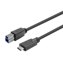 Cabo USB-C macho para USB-B macho de 5 m, preto