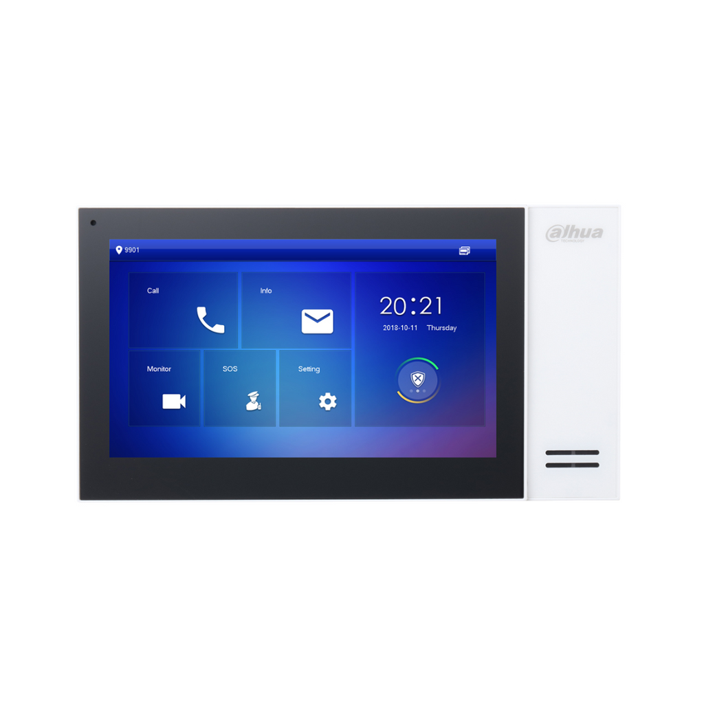 Monitor de superfície interno de 7" para vídeo porteiro IP PoE SD 6E 1S com alarme, branco.