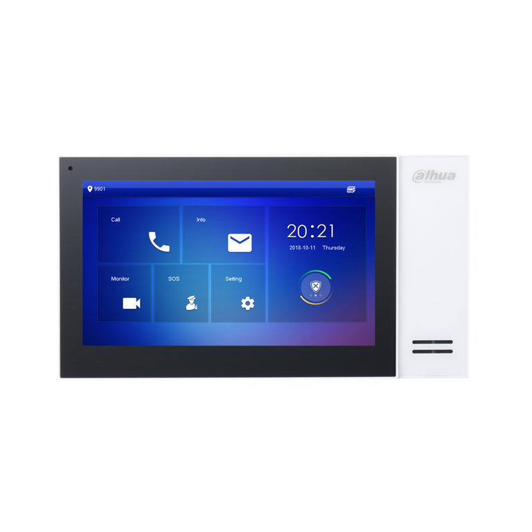 Monitor de superfície interno de 7" para vídeo porteiro IP PoE SD 6E 1S com alarme, branco.
