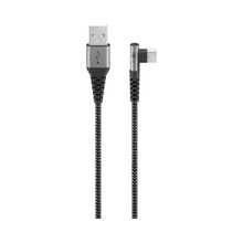 USB-C™ to USB-A Textile Cable with Metal Connectors (Space Gray/Silver), 90°, 2 m