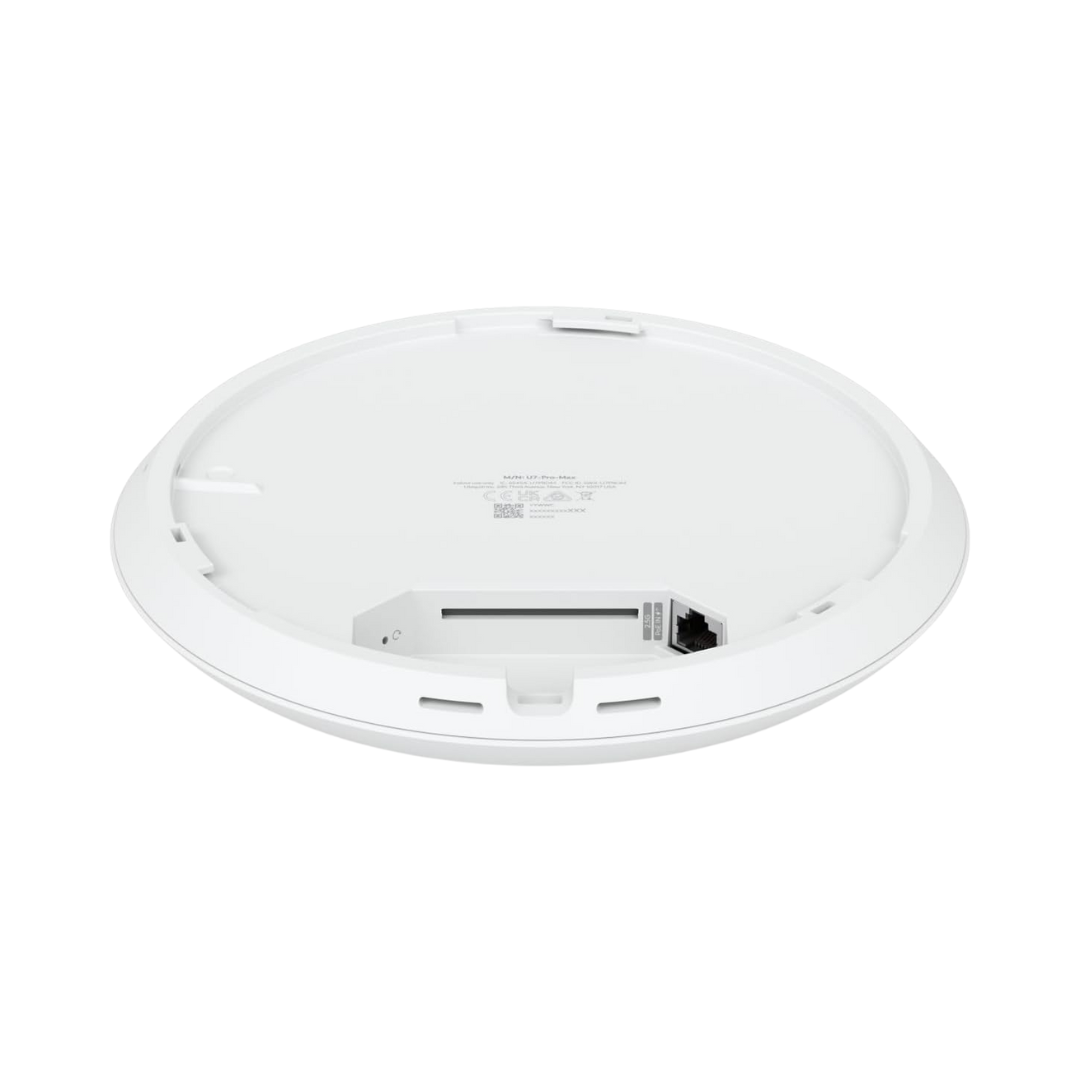 Punto acceso WiFi 7 para techo con 8 streams compatible con 6GHz. Análisis espectral para mejor selección de canales. Cobertura
