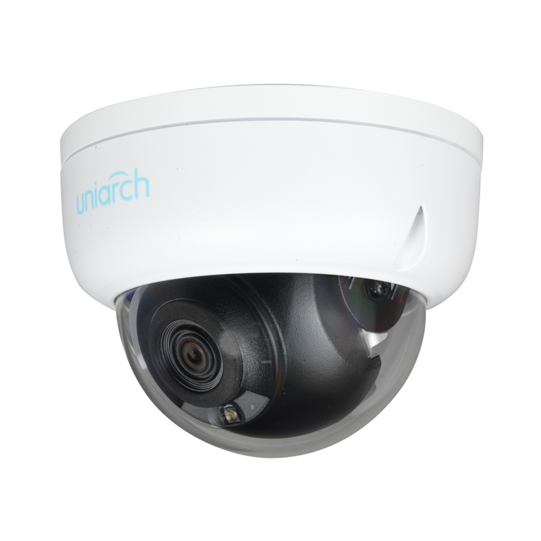 Câmara IP Uniarch de 4 megapixéis, sensor CMOS de varrimento progressivo de 1/3", lente de 4,0 mm, LEDs infravermelhos, alcance de 30 m. 