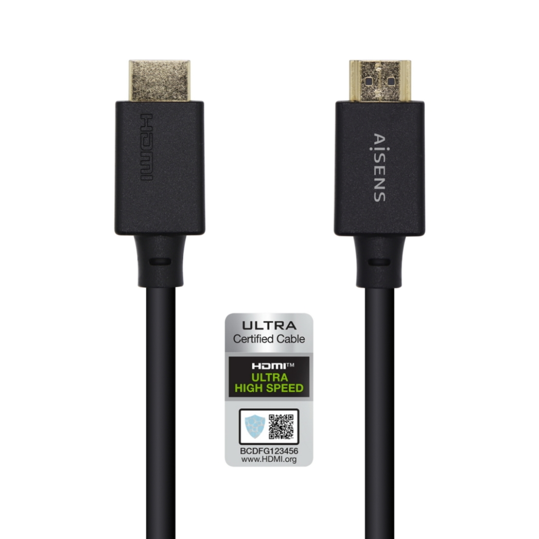 Cable HDMI V2.1 CERTIFICADO Ultra Alta Velocidad 8K 60Hz 48Gbps, A/M-A/M, Negro, 1.5m