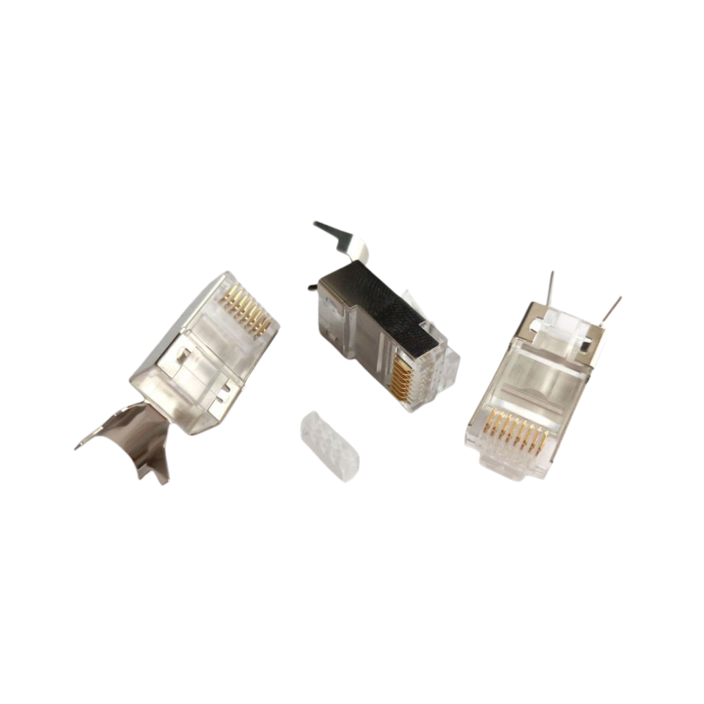 10 Conectores RJ45 Cat8 Blindados com Guia 