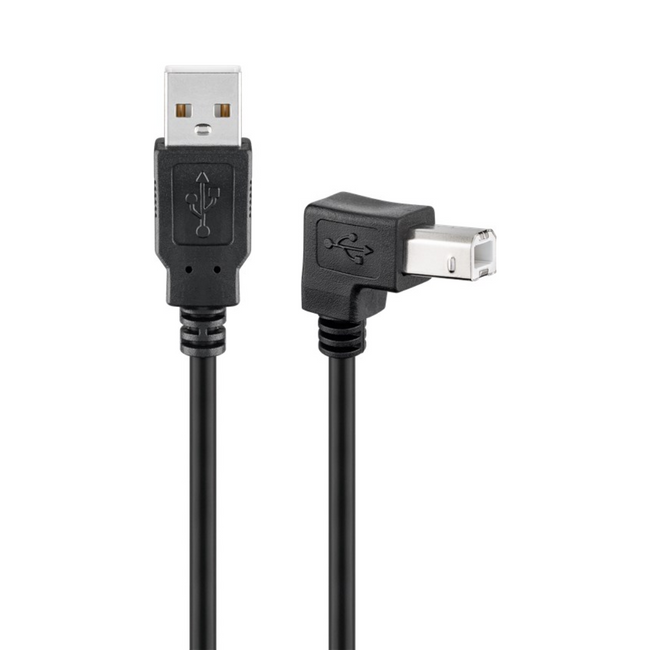 Cabo USB 2.0 de alta velocidade de 90°, preto