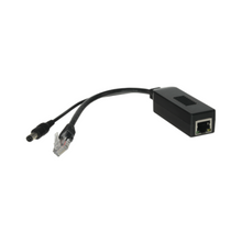 PoE Splitter - For non-PoE IP cameras - RJ45 (PoE) input - RJ45 and jack output - Max power 25W / DC 12V - PoE IEEE802.3a 