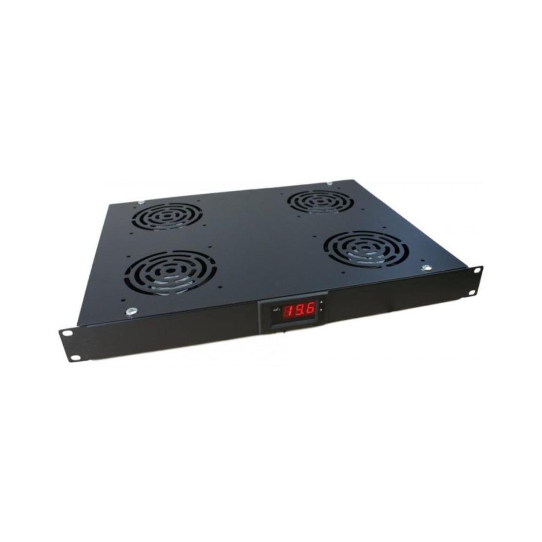 Unidad de Ventilación 19" x 1U con 4 ventiladores + Termostato Digital