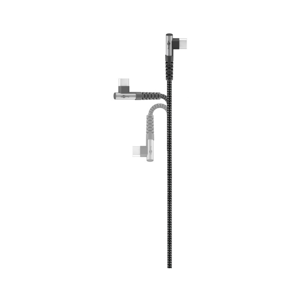 USB-C™ to USB-A Textile Cable with Metal Connectors (Space Gray/Silver), 90°, 2 m