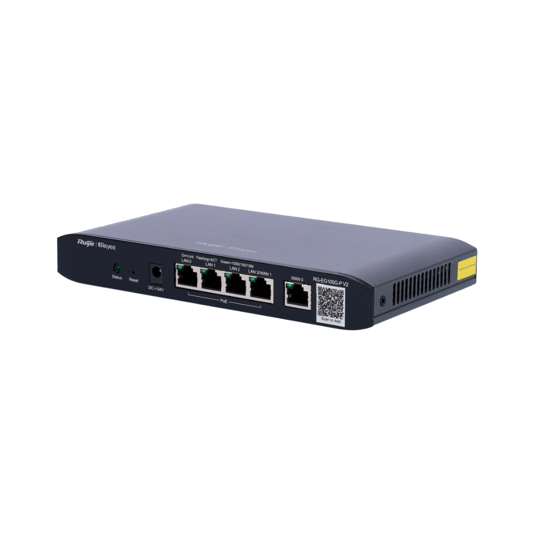 Reyee Router Controlador Cloud 5 Puertos RJ45 10/100 /1000 Mbps 4 Puertos PoE+ 802.3af/at / Máximo 54W Admite hasta 2 WAN para f