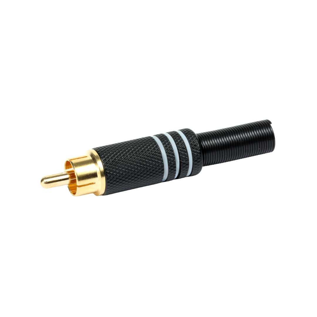 Conector Rca Macho con Anillo Blanco Para Soldar