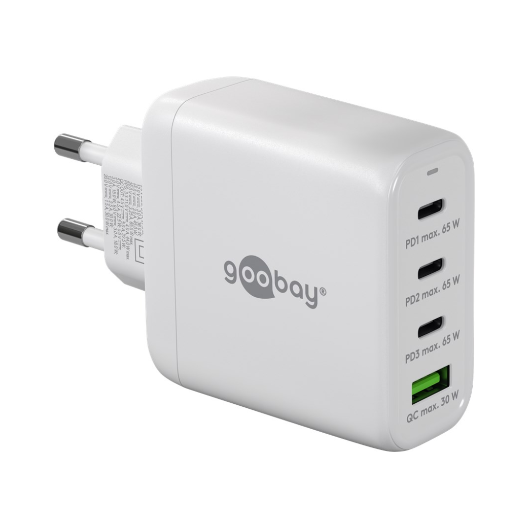 Cargador rápido multipuerto USB-C™ PD GaN (68 W) blanco