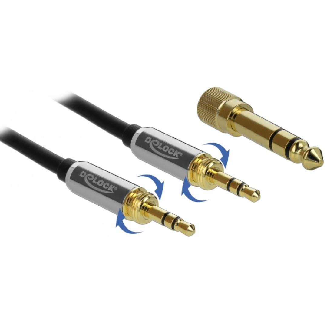 Cable estéreo de 3,5 mm, 3 pines macho a macho con adaptador de tornillo de 3 m