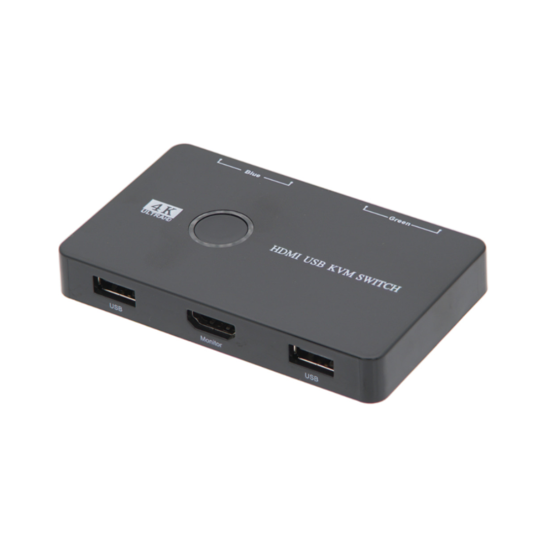 KVM HDMI 2.0 (4K@60Hz) + USB para alternar entre 2 PCs con un mismo ratón y teclado.