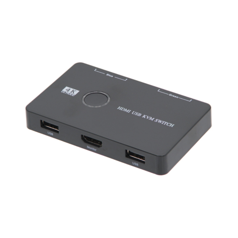 KVM HDMI 2.0 (4K@60Hz) + USB para alternar entre 2 PCs com o mesmo rato e teclado.