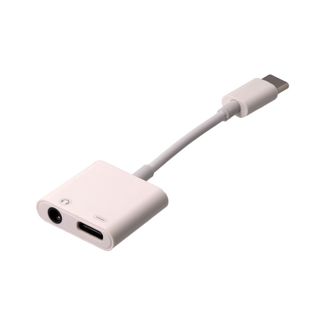 Adaptador USB-C para USB-C + conector de 3,5 mm, áudio + carregamento