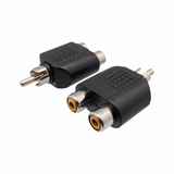 Adaptador de áudio RCA macho para 2 RCA fêmea