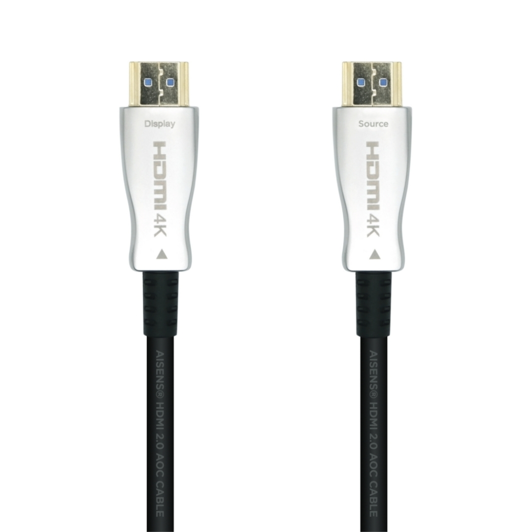 Cable HDMI V2.0 AOC (Active Optical Cable) premium alta velocidad/ HEC 4K 60HZ 18GBPS, A/M-A/M, negro, 20 metros