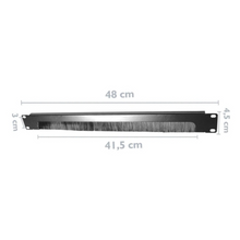 Guia de linha preta de 19" x 1U com escova aberta
