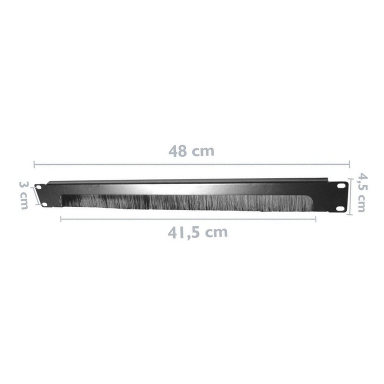 Guia de linha preta de 19" x 1U com escova aberta