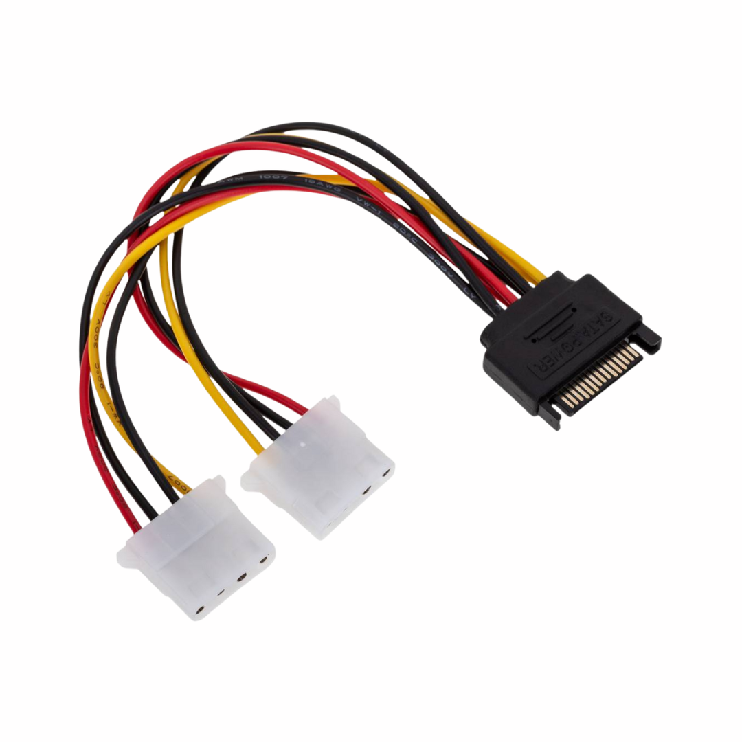 Cabo de alimentação SATA 15PM para 2 conectores MOLEX 4H de 15 cm