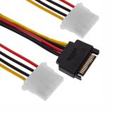 Cabo de alimentação SATA 15PM para 2 conectores MOLEX 4H de 15 cm
