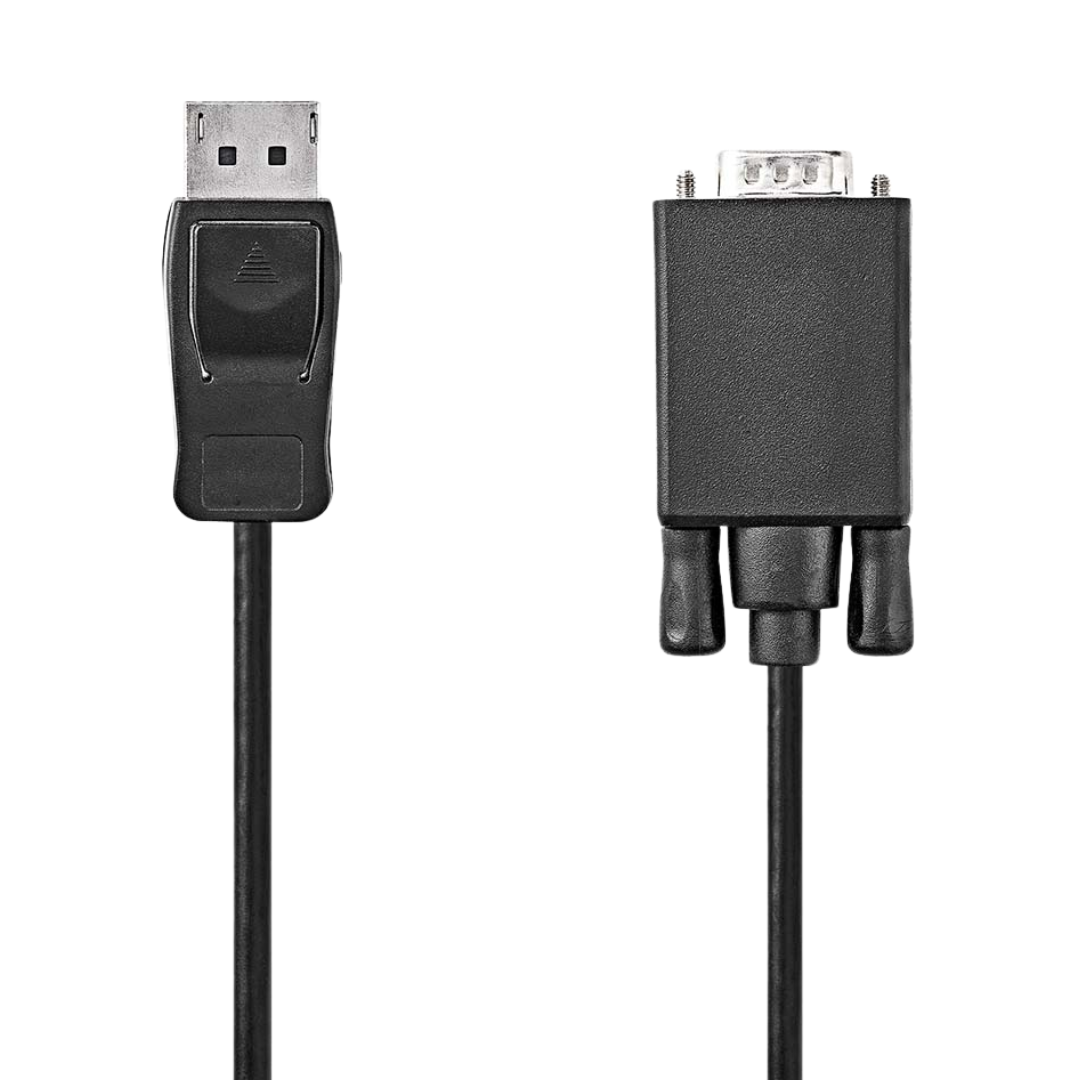 Cable VGA DisplayPort macho | VGA macho | Niquelado | Resolución máxima: 1080p | 2.00 m | Redondo | PVC | Negro