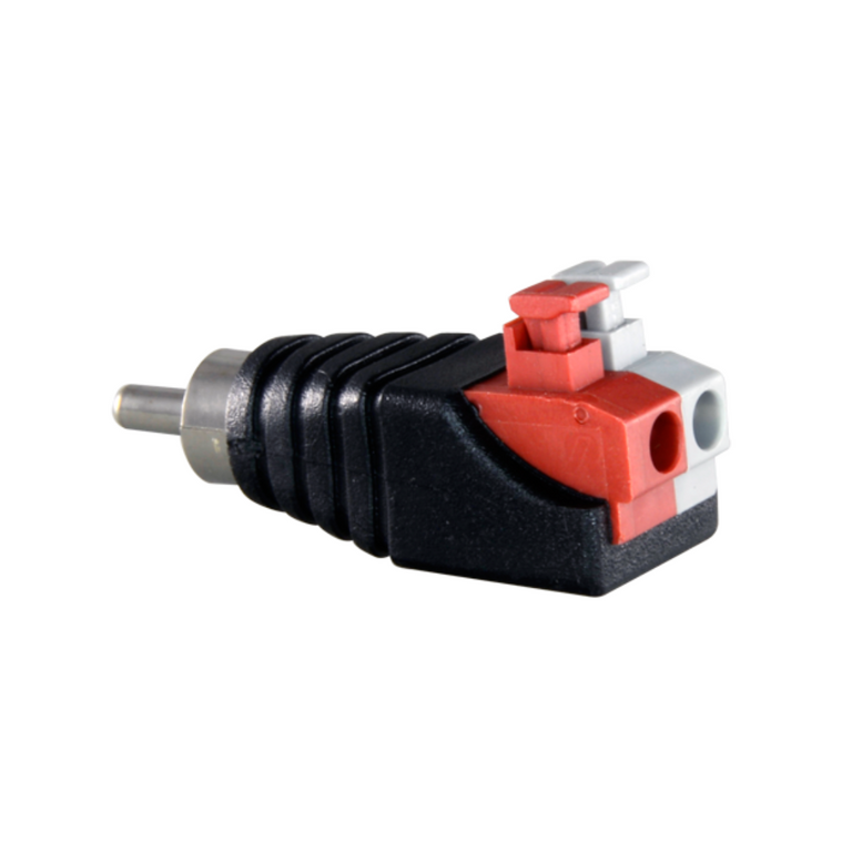 Conector RCA macho com conectores de saída de 2 terminais +/-