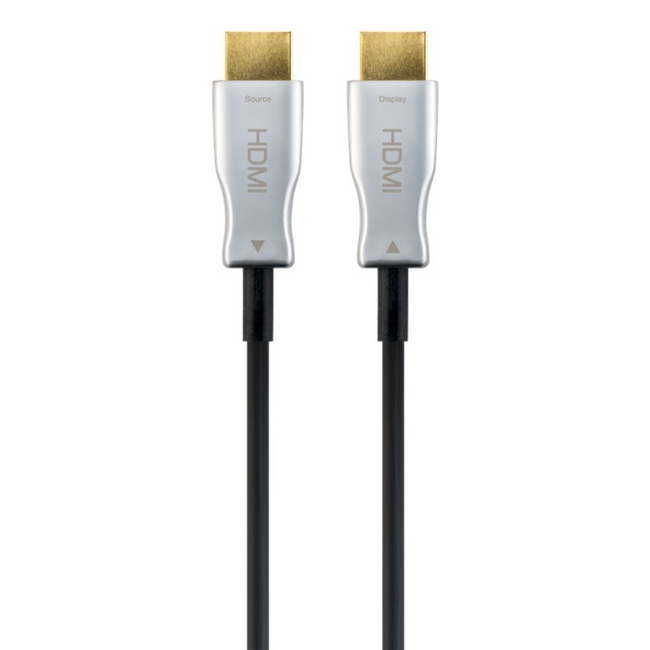 Cabo de fibra ótica HDMI 2.0 4K 60Hz, 20m, conector prateado