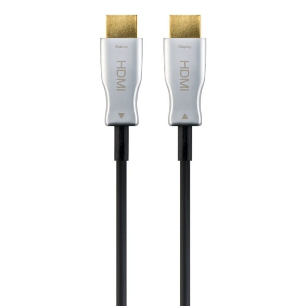 Cabo de fibra ótica HDMI 2.0 4K 60Hz, 20m, conector prateado