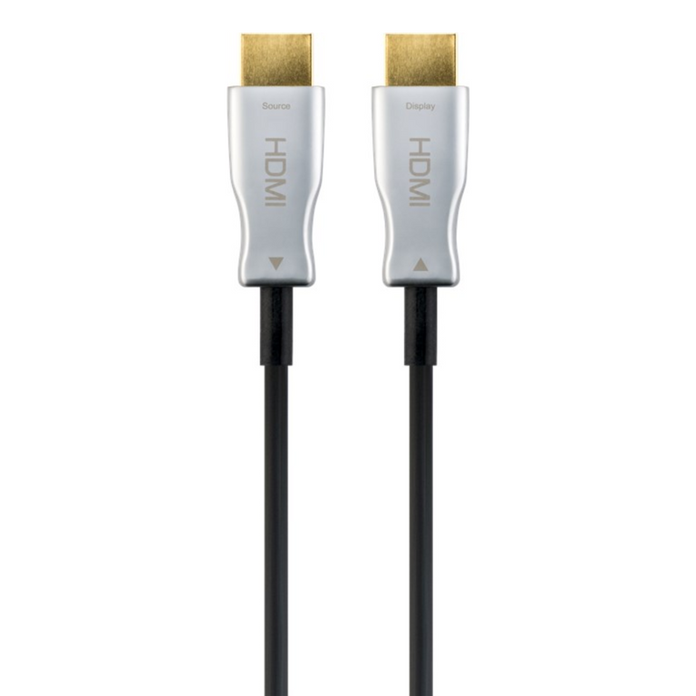 Cabo de fibra ótica HDMI 2.0 4K 60Hz, 20m, conector prateado