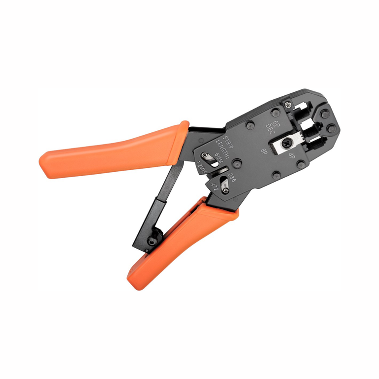 Crimping tool for modular connectors, compact design