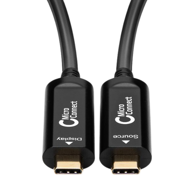 Cabo USB-C de fibra ótica premium para vídeo, 10 m, sem dados.