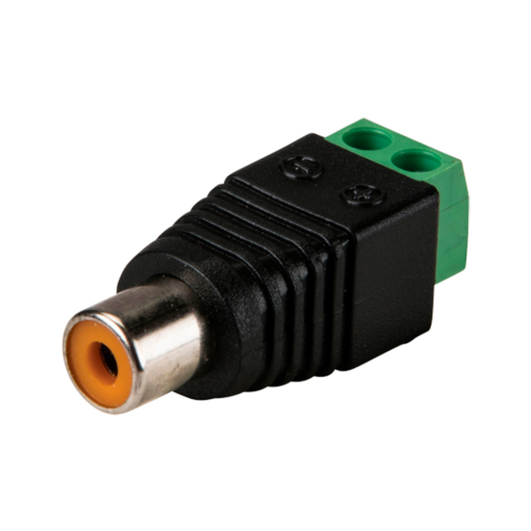 Conector RCA fêmea com saída de 2 terminais +/-