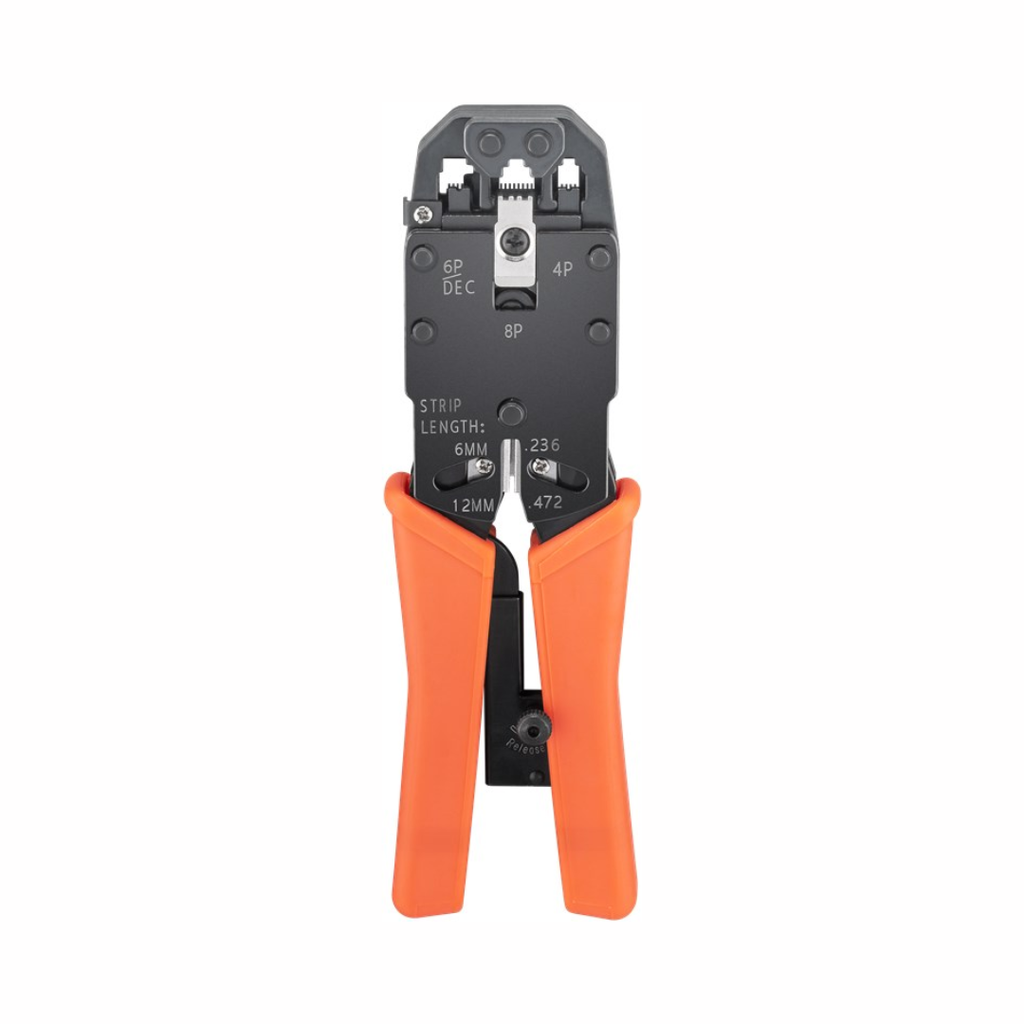 Crimping tool for modular connectors, compact design