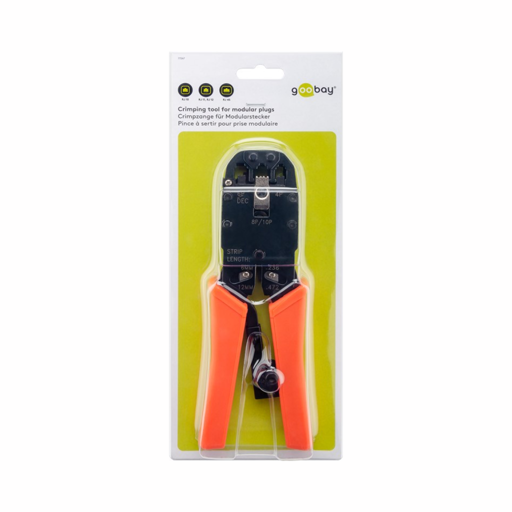 Crimping tool for modular connectors, compact design