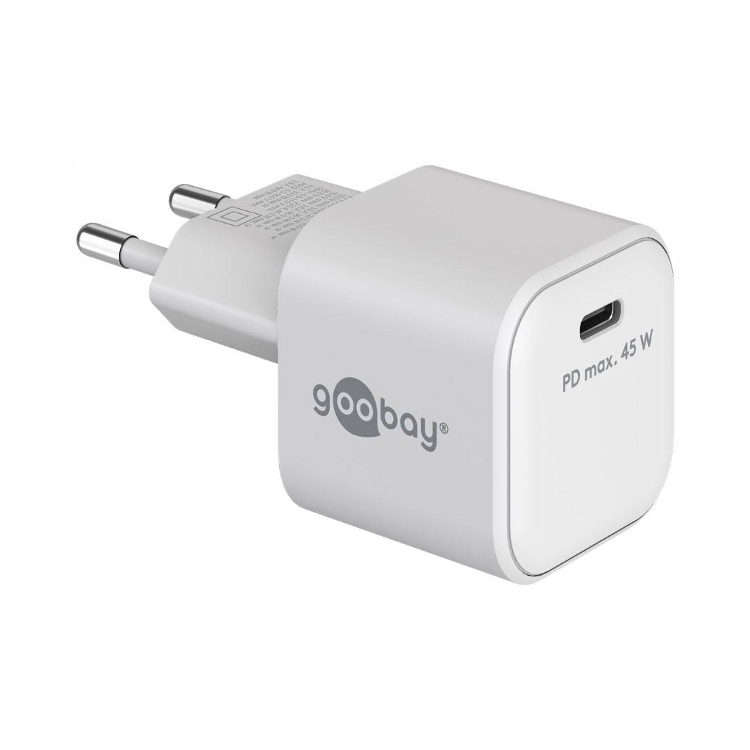 Cargador rápido USB-C PD GaN Nano (45 W) blanco