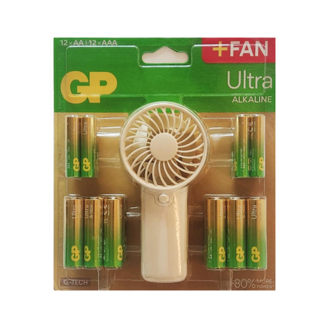 Pack de 24 Pilas Ultra (12 AA + 12 AAA) + Ventilador de Regalo