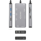 USB-C DOCK 9 EN 1, 2xHDMI RJ45 3xUSB-A 1xUSB-C PD LECTOR, GRIS, 15CM