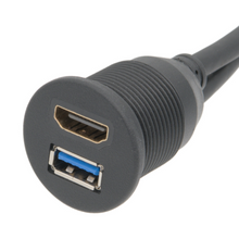 Painel USB 3.0 + HDMI 2.0 Macho para Fêmea de 1 metro