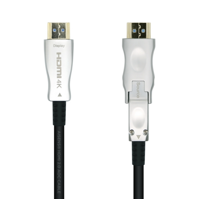Cabo HDMI V2.0 AOC (Cabo Óptico Ativo) Destacável Premium de Alta Velocidade / HEC 4K@60Hz 4:4:4 18Gbps, A/MD/A/M, Preto, 20M