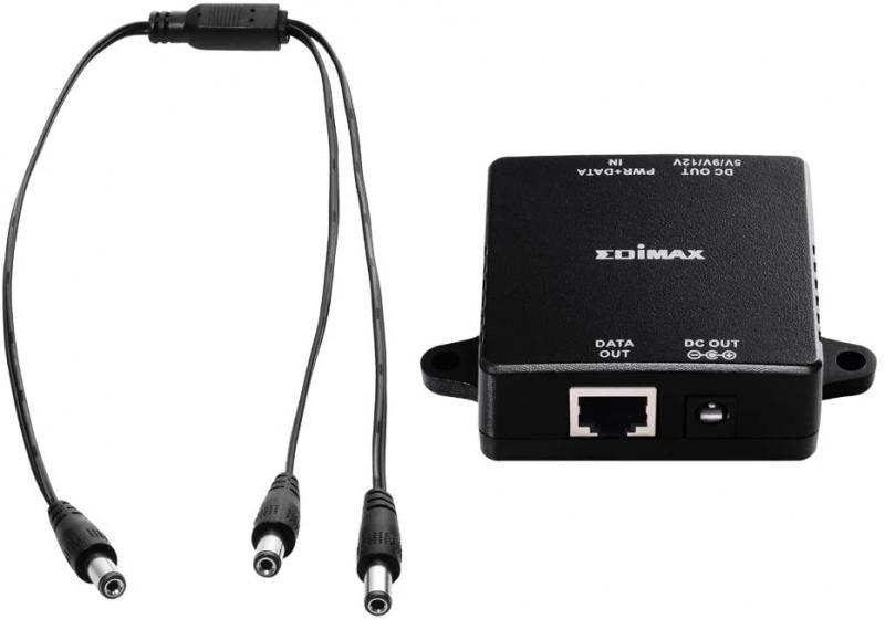 Divisor PoE+ Gigabit IEEE 802.3at con salida ajustable de 5, 9 o 12 V CC GP-101ST Edimax