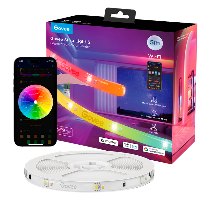 Tira LED inteligente - Wi-Fi 2.4 GHz + Bluetooth - Color segmentado + Blanco