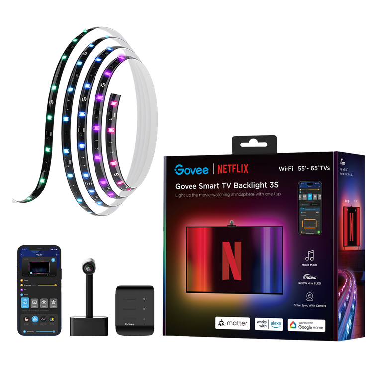 Retroiluminação TV 3S x Netflix - Ecrãs de 55" - 65"