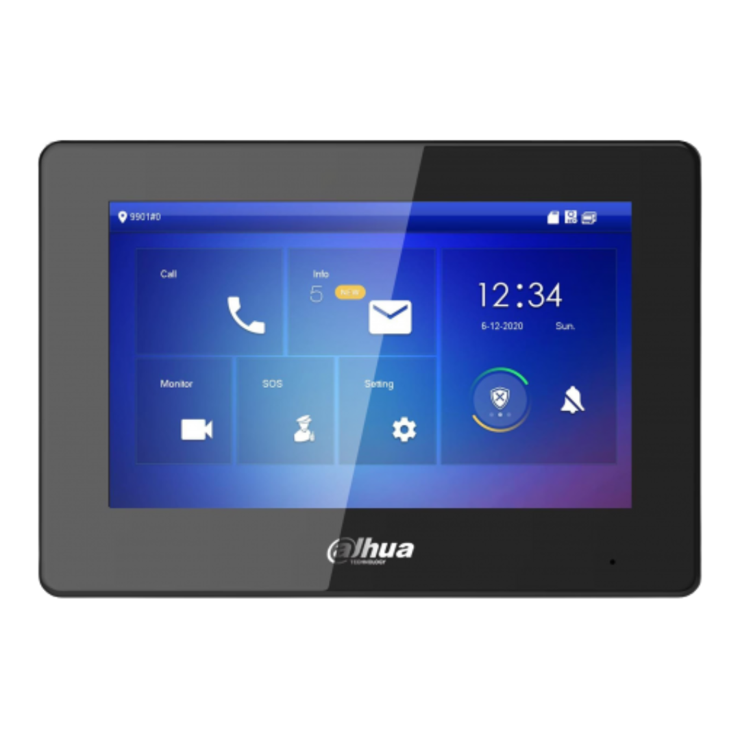 Monitor Interior  7" de Superficie Para Videoportero IP PoE DAHUA Táctil  SD máx 64Gbde color Negro