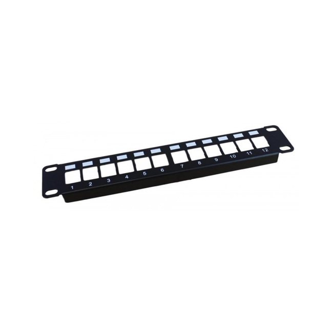 Painel 10" Vazio para 12 tomadas RJ45 tipo Keystone para Mini Mural