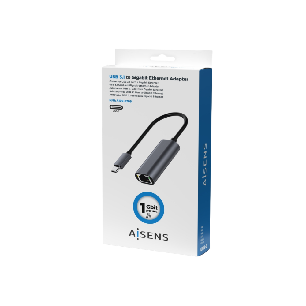 Conversor Aisens A109-0709 USB-C a Ethernet Gigabit 10/100/1000 Mbps